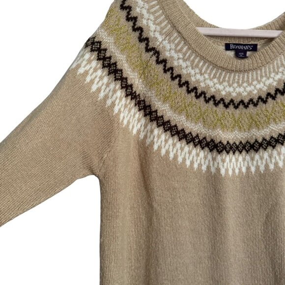 Roamans Womens Fair Isle Sweater Size 14/16WBeige with Geometric Pattern 98% Acr - Picture 2 of 13